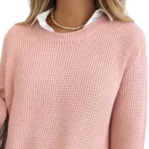 NWOT Dakini Relaxed Fit Crochet Waffle Knit Sweater Tunic With Zip Sides - Picture 2 of 5